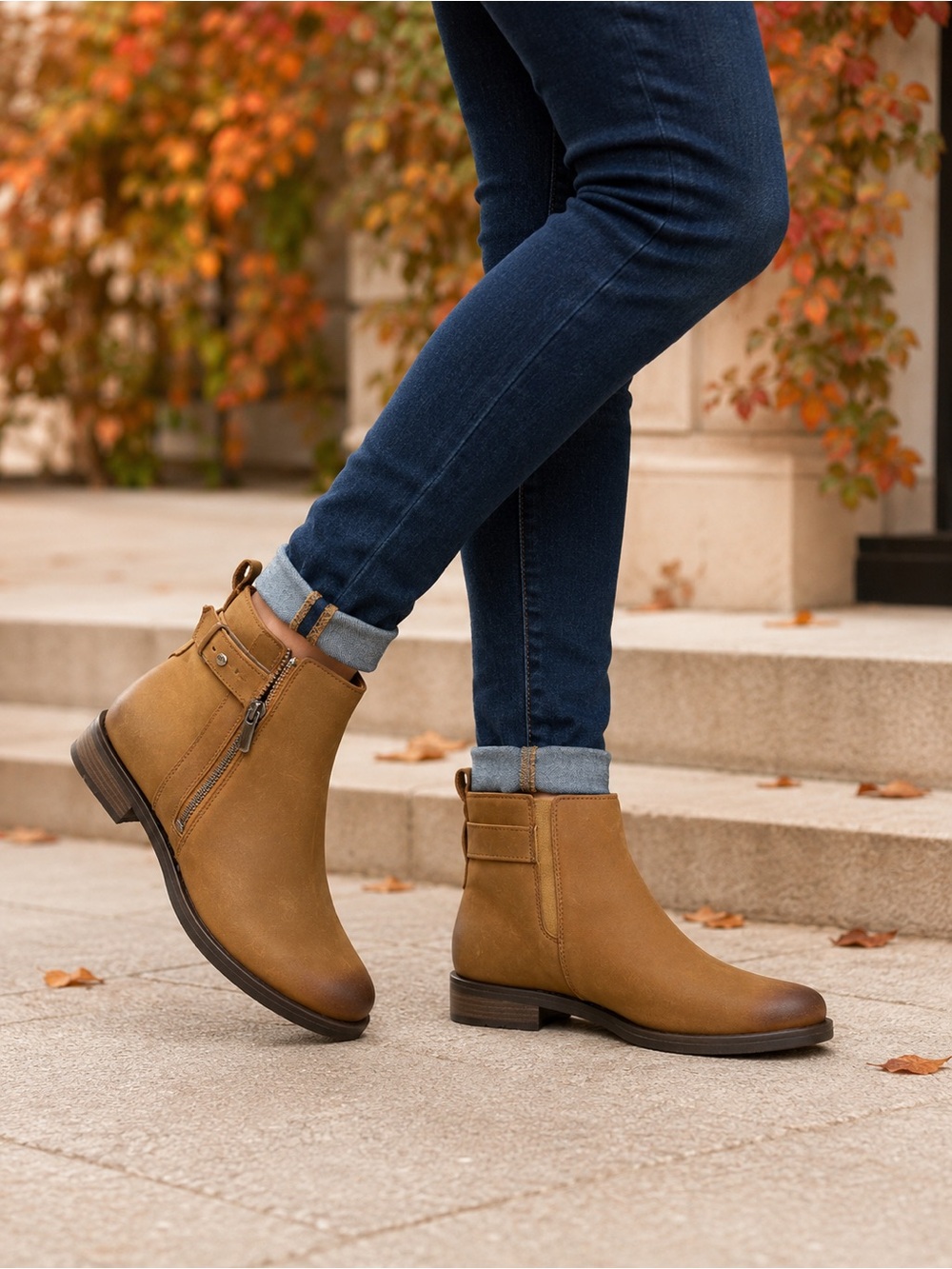 Clarks Memi Lo Dark Tan Leather Ankle Boots